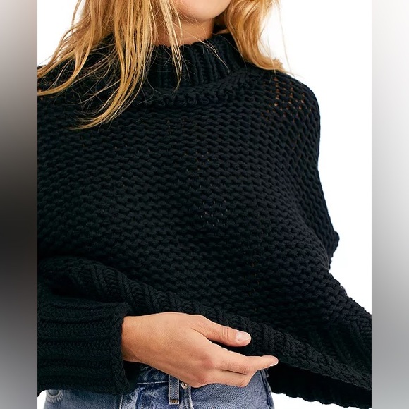 Free People 'My Only Sunshine' Chunky Knit
Mock Neck Sweater in Black Medium - Picture 6 of 15
